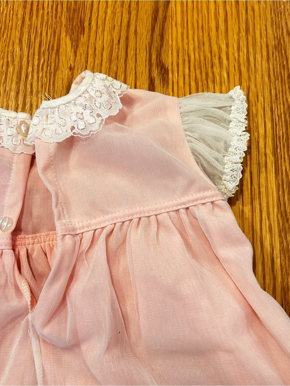 Vintage Stevex UK Infant Pink Lace Dress 6-12 Mos